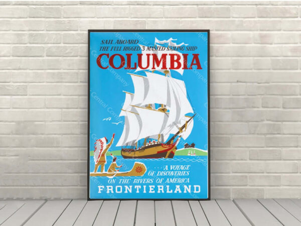 Columbia Frontierland Poster Disneyland Poster Vintage Disney Poster