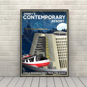 Contemporary Resort Poster Disney hotel poster Vintage Disney Poster Walt Disney World Poster