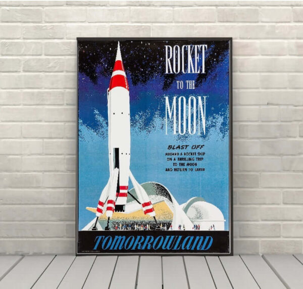Rocket to the moon tomorrowland disney attraction poster