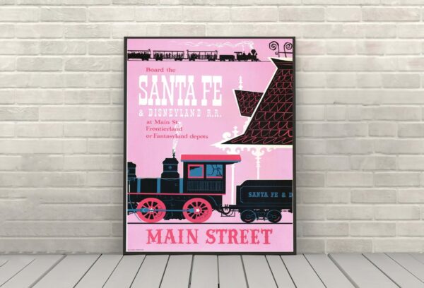 Disneyland RailRoad Poster Disney Santa Fe and Disneyland R.R. Poster Main Street Poster Vintage Disney Poster