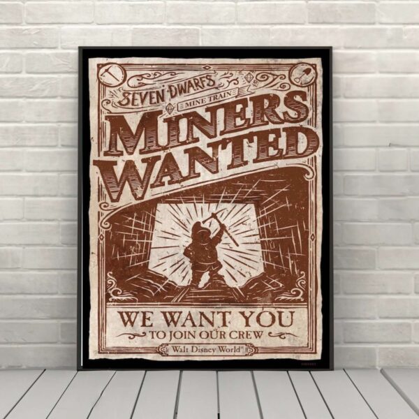 Seven Dwarfs Mine Train Poster Miners Wanted Disney Poster