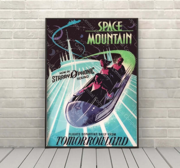 Space Mountain Poster Vintage Disney Attraction Poster Magic Kingdom Tomorrowland Poster