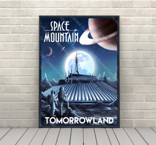 Space Mountain Poster Vintage Disney Attraction Poster Magic Kingdom Posters