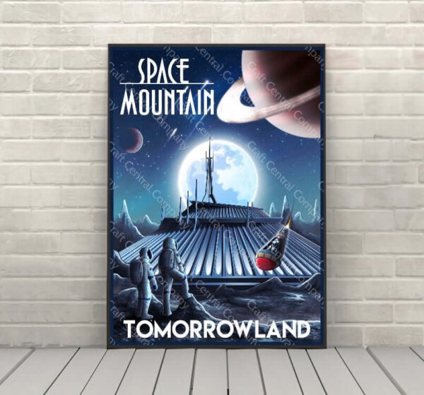 Space Mountain Poster Vintage Disney Attraction Posters Tomorrowland Poster