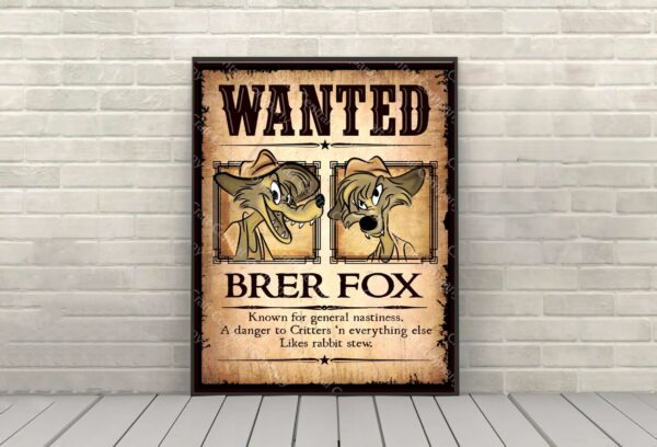 Brer Fox Wanted Poster Disney Splash Mountain Poster