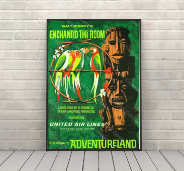 Enchanted Tiki Room Poster Disney Attraction Poster Vintage Disney Poster Disney World Poster Adventureland Poster Classic Disneyland Poster
