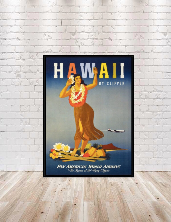 Pan American Hawaiii Poster Fly to Hawaii Surfing Poster Beach poster Pan American Advertisement