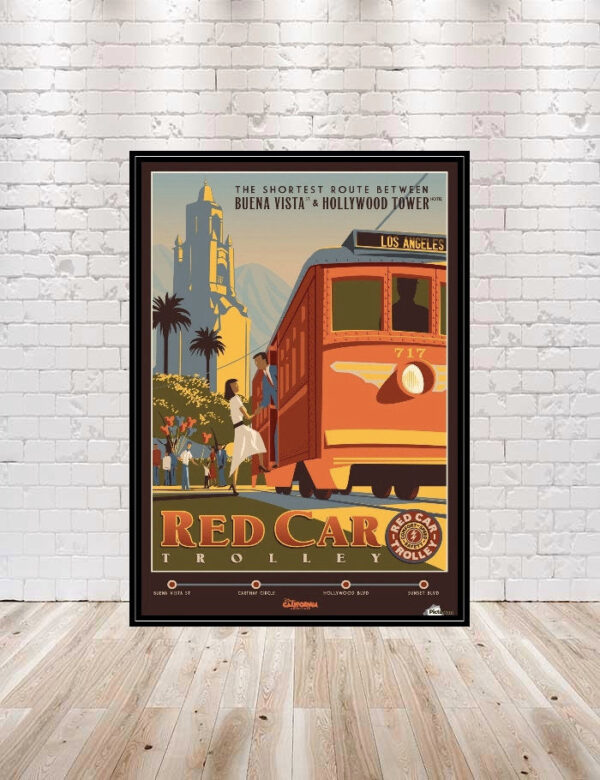 Red Car Trolley Poster Disney Poster Disney Attraction Posters California Adventure Poster Vintage Disneyland Main Street Disney World