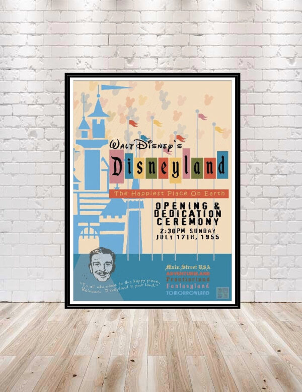Disneyland Poster Vintage Disney Poster Walt Disney World Poster Disney Attraction Poster Disneyland opening July 17th poster Classic Disney