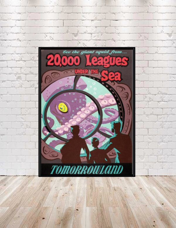 20,000 Leagues Under the Sea Poster Submarine Voyage Poster Tomorrowland Poster Sizes 8x10, 11x14, 13x19, 16x20, 18x24 Vintage Disney Poster