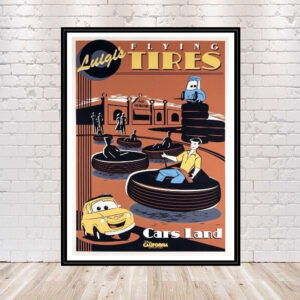 Luigi's Flying Tires Poster Disneyland Poster Radiator Springs Poster Vintage Disney Attraction Poster Cars Land California Adventure Poster