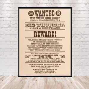 Big Thunder Mountain RailRoad Poster Wanted Thunder Mountain Poster Frontierland Poster Vintage Disney Poster 8x10 11x14 13x19 16x20 18x24