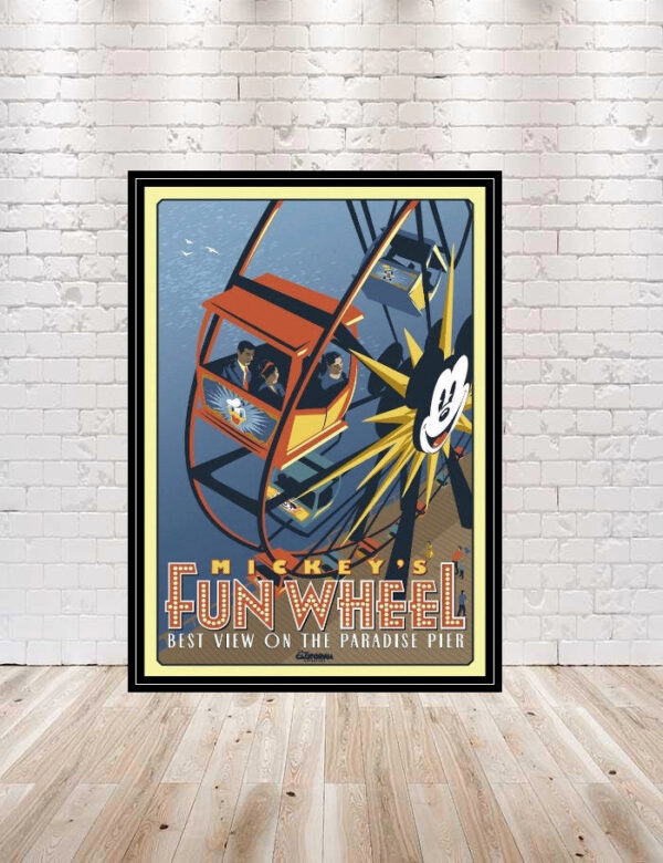 Mickeys Fun Wheel Attraction Poster Vintage Disney Poster California Adventure Poster Disneyland Poster Ferris Wheel Disney World Posters
