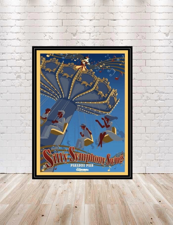 Silly Symphony Swings Poster Vintage Disney Poster California Adventure  Disneyland Poster