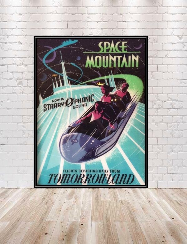 Space Mountain Poster Vintage Disney Poster Disney Attraction Poster Tomorrowland Poster Magic Kingdom Posters Walt Disney World Wall Art