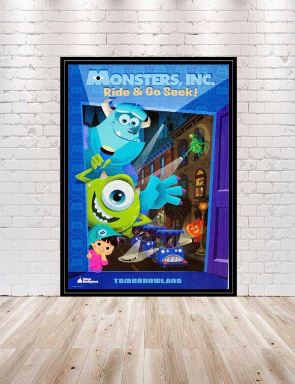 Monsters Ink Ride and Go Seek Poster Vintage Disney Poster Monsters Ink Poster Disneyland Poster Tomorrowland Poster