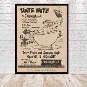 Disneyland Poster Vintage Disney Poster Date Nite at Disneyland Poster Sizes 8x10 11x14 13x19 16x20 Walt Disney World Poster tea cups poster