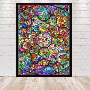 Disney Stained Glass Poster Disney World Poster Vintage Disney Poster Sizes 8x10, 11x14, 13x19, 16x20, 18x24 Disney Characters Mickey Poster