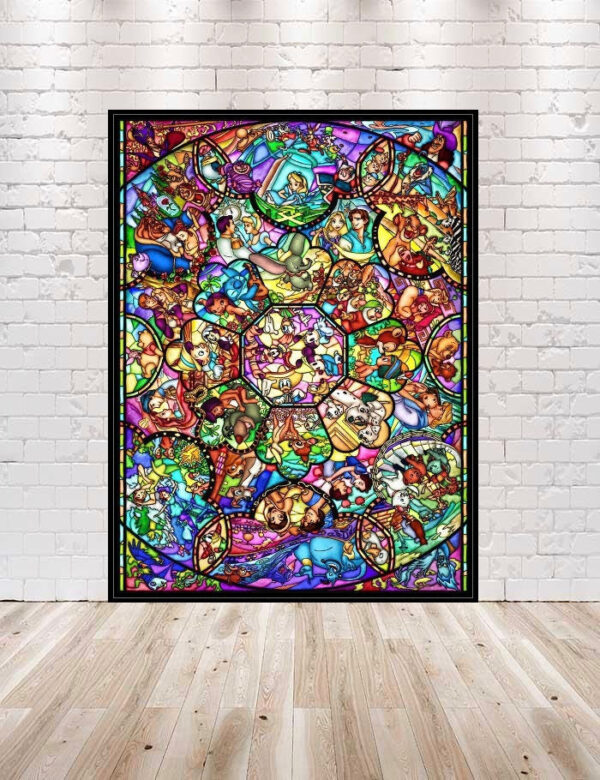 Disney Stained Glass Poster Disney World Poster Vintage Disney Poster Sizes 8x10, 11x14, 13x19, 16x20, 18x24 Disney Characters Mickey Poster