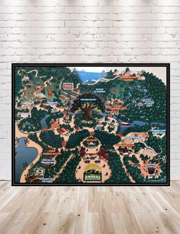 Animal Kingdom Map Poster Original Animal Kingdom Map 1998 map animal kingdom Vintage Disney Poster Disney Map Poster Disney World Poster