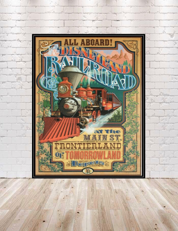 Disneyland RailRoad Poster Disney RailRoad Attraction Poster Disneyland Poster Main Street Posters Vintage Disney Poster Disney World