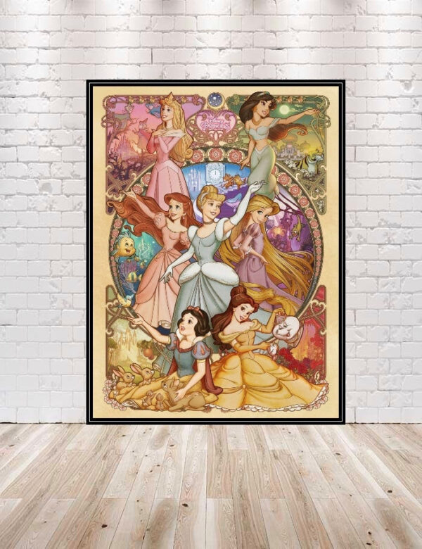 Disney Princesses POSTER Vintage Disney Poster (Sizes) 8x10, 11x14, 13x19, 16x20, 18x24 Cinderella Poster Snow White Poster Jasmine Poster