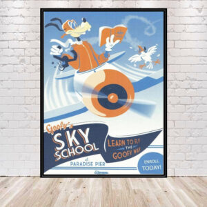 Goofy's Sky School Poster Paradise Pier Poster Disney World Poster Vintage Disney Poster Goofy Poster Barnstormer Poster Disneyland poster