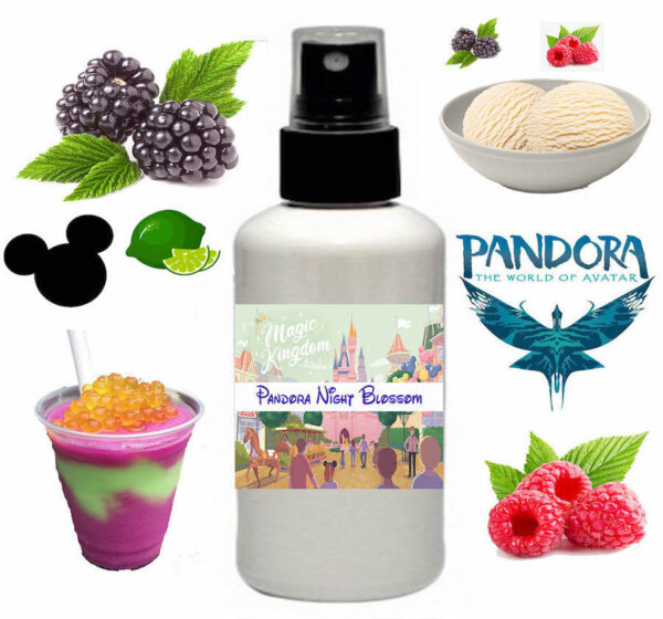Pandora Night Blossom Fragrance 2 oz Spray Bottle Room Spray Body Spray Disney Fragrance Black Raspberry Vanilla Lime Fragrance Summer Scent