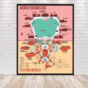 Epcot Map Poster Vintage Epcot Poster Vintage Disney Poster Disney World Poster World Showcase Poster Future world Poster Attraction Poster