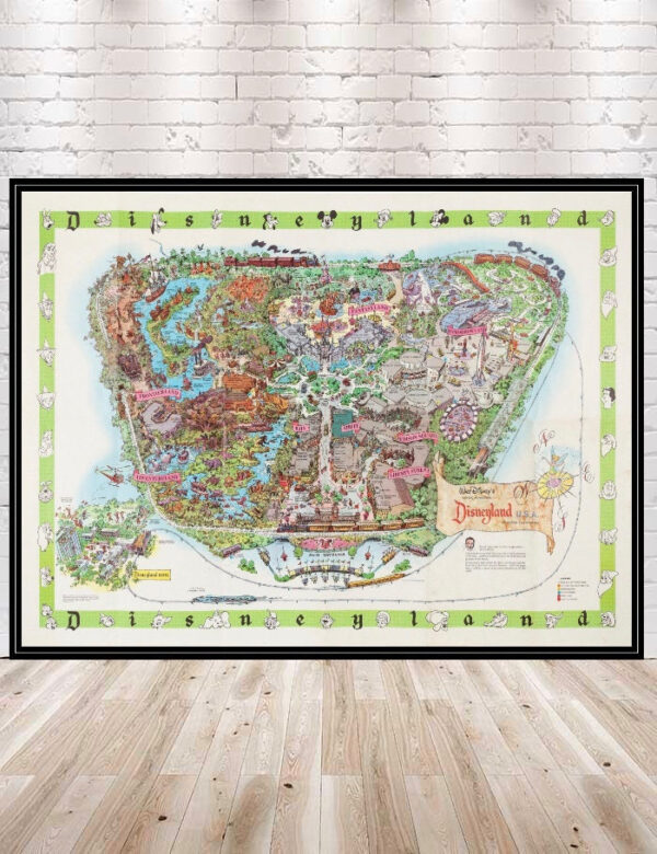 Disneyland Map Poster  1964 Disney Poster Vintage Disney Map Poster Disney Attraction Poster Magic Kingdom Posters Disneyland Ride Map