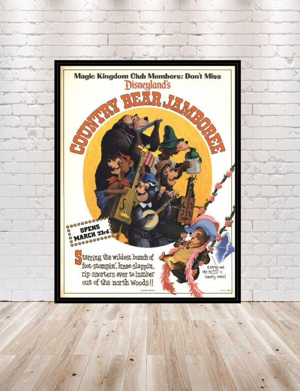 Country Bear Jamboree Poster Disney Poster Disney Attraction Poster Bear Country Poster Vintage Disneyland Posters Disney World Frontierland