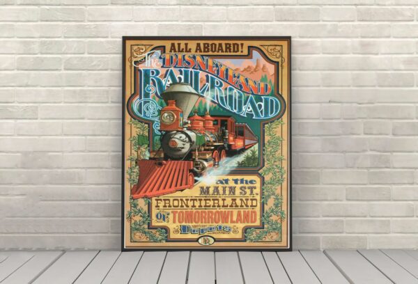 Disneyland RailRoad Poster Disney RailRoad Attraction Poster Disneyland Poster Main Street Posters Vintage Disney Poster Disney World